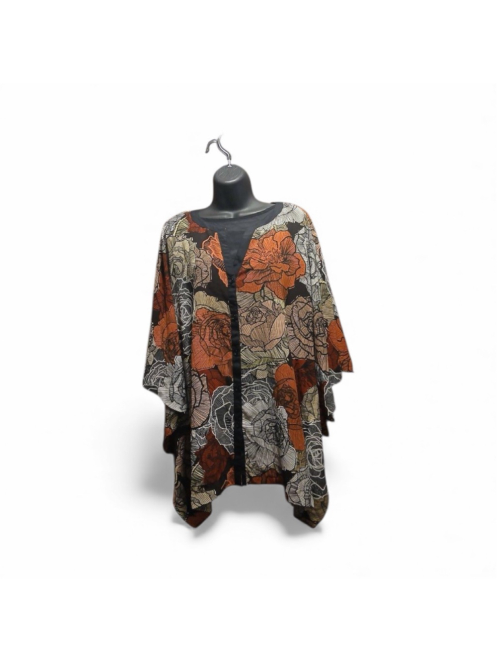 Dana Buchman Women's XL Floral Print Poncho Tunic Blouse - INV199 A1